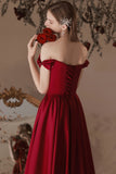 Kukombo valentines day outfits Wine red evening dress