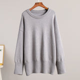 Kukombo Fall Knitted Sweater Women's Solid Casual Loose O-Neck Pullover Streetwear Versatile Top Long Sleeve Knitted Sweater