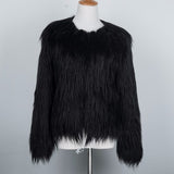 Kukombo Outfit  Autumn Winter Furry Faux Fur Coat Women Fluffy Warm Long Sleeve Female Outerwear Coat Jacket Hairy Collarless Overcoat