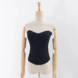 Kukombo Outfit Women Black Corset Top Sexy Strapless Bodycon Top for Party Club Slim Tank Top Y2k