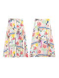 Kukombo Colorful Printed Suspenders Skirt Set Holiday Bikini Halter Vest Top Women Patchwork Quilted High Waist Beach Half Skirt Summer ootd outfit idea