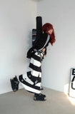 Kukombo Summer Goth Stripe Bust skirt Japan Clothing Punk 2000s Girl Skull Dresses Y2k Aesthetic kawaii Streetwear Straight Dress Womens ootd