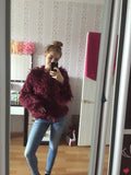 Kukombo Outfit  Autumn Winter Furry Faux Fur Coat Women Fluffy Warm Long Sleeve Female Outerwear Coat Jacket Hairy Collarless Overcoat