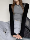 Kukombo Raglan Sleeve Ribbed Crop Top