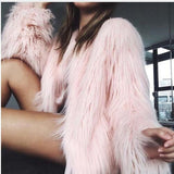 Kukombo Outfit  Autumn Winter Furry Faux Fur Coat Women Fluffy Warm Long Sleeve Female Outerwear Coat Jacket Hairy Collarless Overcoat