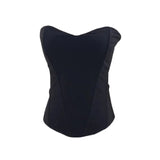 Kukombo Outfit Women Black Corset Top Sexy Strapless Bodycon Top for Party Club Slim Tank Top Y2k