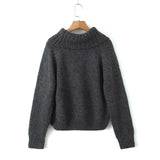 Kukombo Knitted Off-Shoulder Sweater Women's Solid Loose Casual Pullover Sweater Autumn Long Sleeve Patchwork Street Sweater Y2k