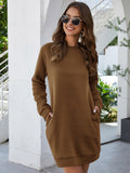 Kukombo Wichita Cotton Pocketed Sweatshirt Dress - Cappuccino