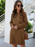 Kukombo Wichita Cotton Pocketed Sweatshirt Dress - Cappuccino