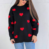 Kukombo Love Embroidery Women's Knitting Sweaters Sweet Chic Long Sleeved O-neck Pullovers New Female Casual Fashion Sweater Y2k