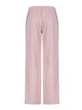 Kukombo Pink Solid Loose Casual Woven Straight Leg Pants Women Drawstring Low Waist Y2K Baggy Jogging Trousers