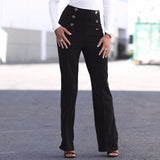 Kukombo - Fashion Slim Button High Waist Women Flare Pants