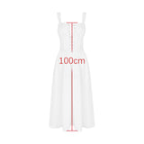 Kukombo outfit White Summer Holiday Dress Elegant Midi Jacquard Dress Spaghetti Strap Lace Up Party Dresses Women's Clothing