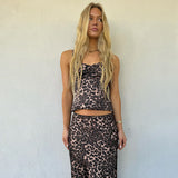 Kukombo Leopard Print V Neck Lace Cami Crop Top Skirt Women'S Sets Summer Y2K Streetwear Elegant Evening Sumer Casual OutfitChristmas Gifts