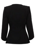 Kukombo Spring Outfits Slim Black Women's Coat Fashion Square Collar Long Sleeve Single Breasted Shirts Autumn Elegant Solid Office Tops Outwear