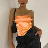 Kukombo Women Strapless Crop Top Sexy Sleeveless Tube Top Bustier Low Cut Backless Bandage Tanks Cami Y2K Aesthetic Clothes