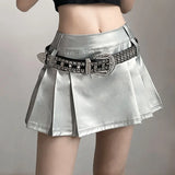 Kukombo Women Mall Streetwear Punk Sliver Skirt High Waist Pleated Harajuku Cyber Emo Alternative Rave Outfit Female Falda Sexy Mujer ootd