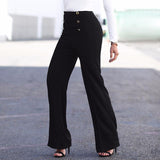 Kukombo - Fashion Slim Button High Waist Women Flare Pants