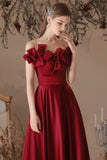 Kukombo valentines day outfits Wine red evening dress