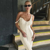 Kukombo Knitted V Neck Hollow Long Dress Women Summer Fashion Backless Vacation Dress Sleeveless Slim Knitted Long Dress 2025