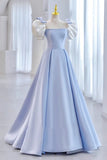 Kukombo valentines day outfits Runaway Princess blue puff sleeve evening dress