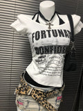 Kukombo Y2k Sexy Slim Tshirt Goth Crop Top 2000s Halter Punk Short Sleeve Woman Clothing Letter Print Streetwear Aesthetic Harajuku Tees ootd