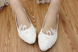 shoes Lace White Wedding Shoes Flat plus Size Bridal Shoes Bridesmaid Shoes Low-Cut Pu Women's Shoes Factory Supply