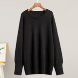 Kukombo Fall Knitted Sweater Women's Solid Casual Loose O-Neck Pullover Streetwear Versatile Top Long Sleeve Knitted Sweater