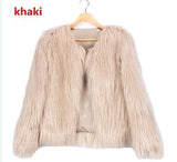 Kukombo Outfit  Autumn Winter Furry Faux Fur Coat Women Fluffy Warm Long Sleeve Female Outerwear Coat Jacket Hairy Collarless Overcoat