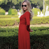 Kukombo Elegant Solid  Pleated Hem Women's A-Line Dress Fashionable Square Neck Long Sleeve Maxi Dress Lady Chic Party Robe Y2k