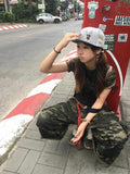 Kukombo Retro High Street Camouflage Pocket Cropped Jeans Baggy Jeans Women Harajuku Style Hip Hop Y2k Loose Cropped Jeans Streetwear ootd outfit idea