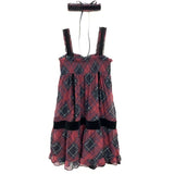 Kukombo 2025 Harajuku Goth Red Mini Plaid Dress Women Y2k Gothic Mall Cyber Punk Halloween Dresses Vintage One Piece Slip Vestidos ootd