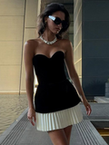 Kukombo Outfit Women Black White Back Trailing Bow Tie Dress Sexy Off Shoulder Backelsss Sleeveless Short Robe Female Elegant Party Gown