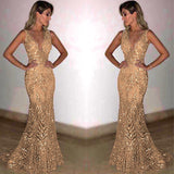 Kukombo Deep V Gold Sequin Dress Sleeveless Hollow Out Halter Lace Party Gown Sexy Backless Waist Cinched Slim Fit Fishtail Long Dresses ootd outfit idea