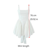 Kukombo outfit Summer White Elegant Backless Dress Sexy Big Bow Birthday Party Dresses Casual Holiday A Line Fluffy Women's Clothing