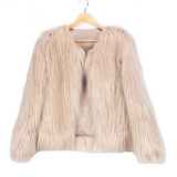 Kukombo Outfit  Autumn Winter Furry Faux Fur Coat Women Fluffy Warm Long Sleeve Female Outerwear Coat Jacket Hairy Collarless Overcoat