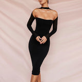 Kukombo outfit Autumn Party Dresses Sexy Bodycon Corset Dress Black Long Sleeve Mesh Dress Casual Holiday Dress Women