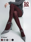 Kukombo Dot Print Pantyhose Women's Thin Burgundy Office Lady Slim Tights Sexy Y2k Spring Autumn Retro Women's Pantyhose 2025