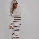 Kukombo Ruffle Bodycon Knitted Dress Women's Sexy Bell Sleeve Party Dress Contrast Color Stitching Fashion Dress For Women 2024