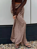 Kukombo Outfit Leopard Printed Maxi Skirt Summer Women's Fashion High Waist Party Long Skirt Clothes Luxury Patchwork Elegant Maxi Skirt