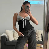 Kukombo Outfit 2024 new summer women's clothing pure lust sexy lace splicing hot girl slim camisole sexy party club clothing