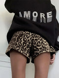 Kukombo Outfit Retro Leopard Print Women Y2k Shorts Fashion Dropped Zippers Pocket Button Female Pants Spring Summer Street Lady Outwear