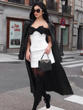 Kukombo Outfit Black White Bowknot Strapless Dresses Elegant Fashion Sleeveless High Waisted Slim Fit Gowns New Street Party Vestidos