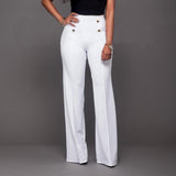 Kukombo - Fashion Slim Button High Waist Women Flare Pants