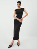 Kukombo Solid Backless Midi Dress