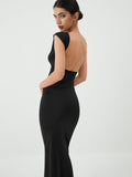 Kukombo Solid Backless Midi Dress