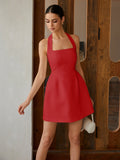 Kukombo Sexy Halter Solid Dress