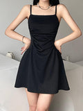 Kukombo Spring Outfits Homecoming Dress Party Outfits Black Sleeveless Mini Dress