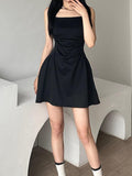 Kukombo Spring Outfits Homecoming Dress Party Outfits Black Sleeveless Mini Dress