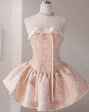 Kukombo Cute A line Straples Satin Pink Homecoming Dresses 18th Birthday Dress C1946